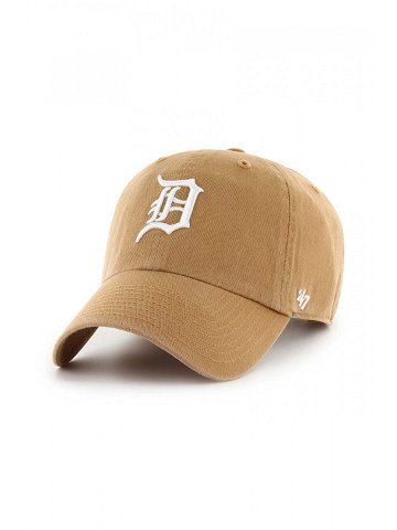 Bavlněná baseballová čepice 47brand MLB Detroit Tigers hnědá barva s aplikací