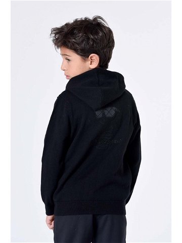 Dětská mikina Karl Lagerfeld černá barva s kapucí s potiskem