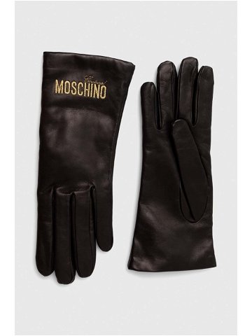 Kožené rukavice Moschino dámské černá barva