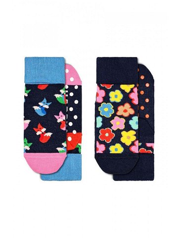 Dětské ponožky Happy Socks Antislip Fox & Flower 2-pack tmavomodrá barva