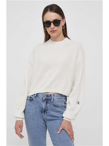 Vlněný svetr Calvin Klein Jeans dámský béžová barva