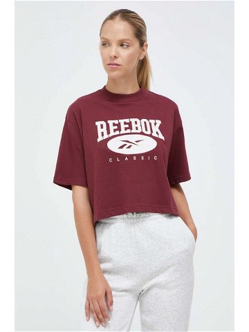 Bavlněné tričko Reebok Classic vínová barva