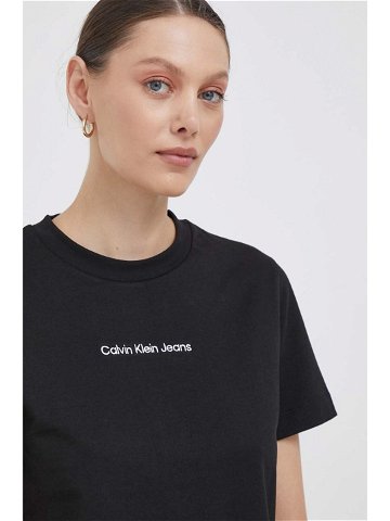 Bavlněné tričko Calvin Klein Jeans černá barva J20J221065