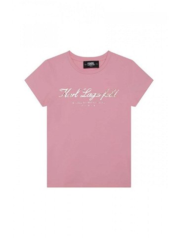 Dětské tričko Karl Lagerfeld růžová barva s potiskem