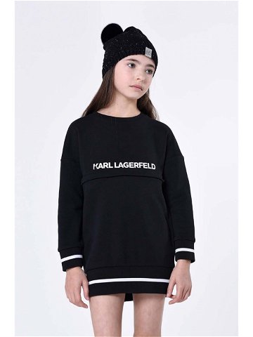 Dětska čepice Karl Lagerfeld černá barva z tenké pleteniny
