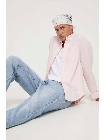 Košile Hollister Co pánská růžová barva regular s límečkem button-down