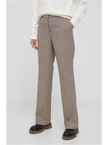 Kalhoty Dkny dámské béžová barva jednoduché high waist