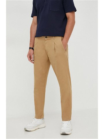 Bavlněné kalhoty United Colors of Benetton béžová barva jednoduché
