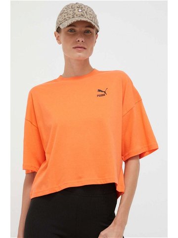Bavlněné tričko Puma oranžová barva