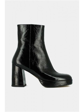 Kožené kotníkové boty Jonak VORIS CUIR BRILLANT dámské černá barva na podpatku 3300088