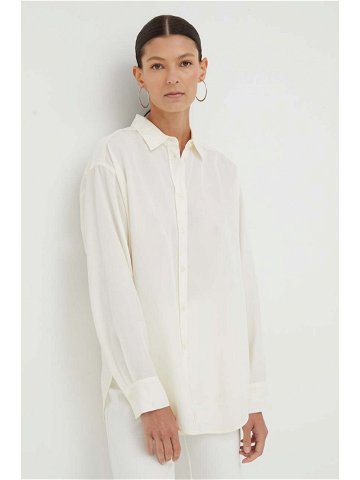 Košile Marc O Polo dámská béžová barva relaxed s klasickým límcem