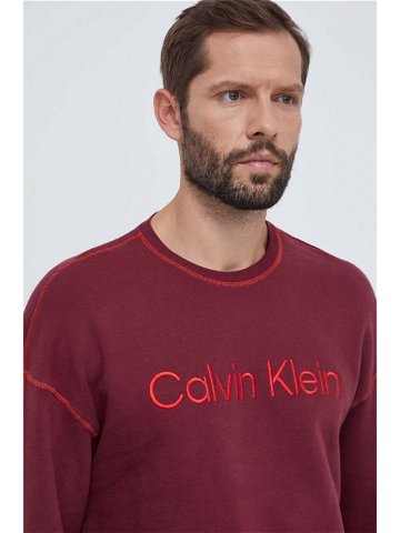 Bavlněná mikina Calvin Klein Underwear vínová barva s potiskem