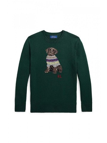 Dětský bavlněný svetr Polo Ralph Lauren zelená barva