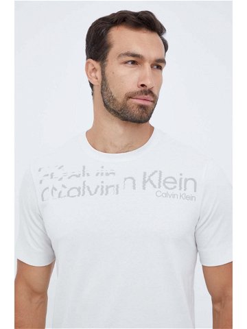 Tréninkové tričko Calvin Klein Performance béžová barva s potiskem