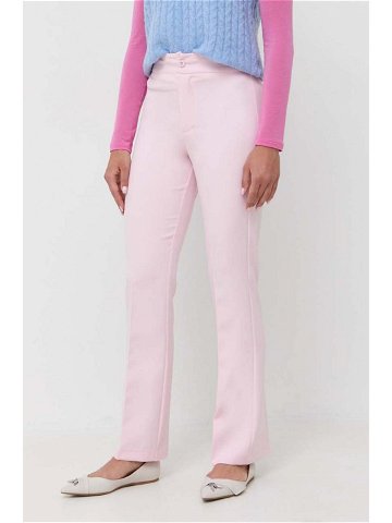 Kalhoty Silvian Heach dámské růžová barva jednoduché high waist