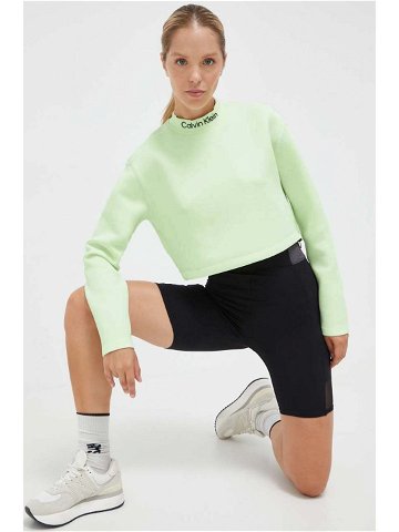 Tréninková mikina Calvin Klein Performance zelená barva s potiskem