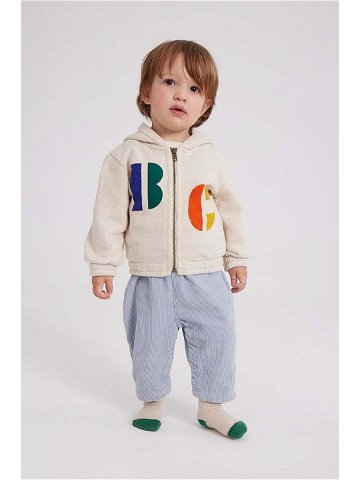 Dětská bavlněná mikina Bobo Choses béžová barva s kapucí s potiskem