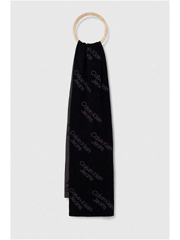 Bavlněný šátek Calvin Klein Jeans černá barva vzorovaný