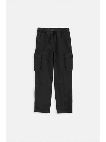 Dětské bavlněné kalhoty Coccodrillo černá barva hladké
