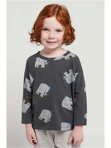 Dětská bavlněná košile s dlouhým rukávem Bobo Choses šedá barva s potiskem