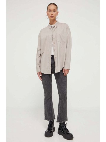 Košile Hollister Co dámská šedá barva relaxed s klasickým límcem