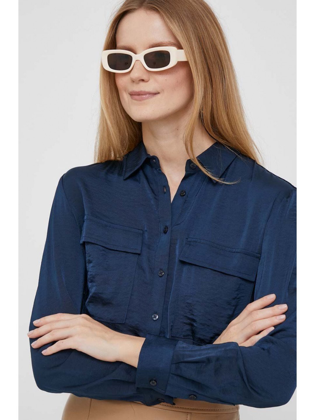Košile Pepe Jeans dámská tmavomodrá barva regular s klasickým límcem