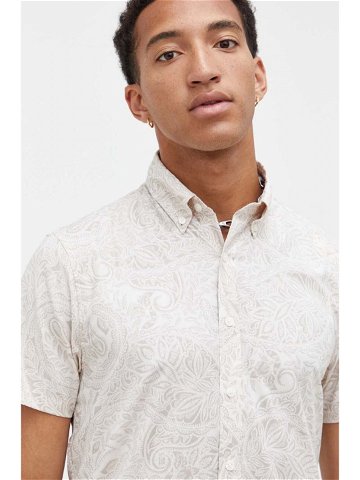 Košile Abercrombie & Fitch pánská béžová barva regular s límečkem button-down