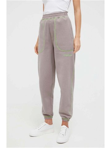 Bavlněné pyžamové kalhoty Calvin Klein Underwear šedá barva bavlněná