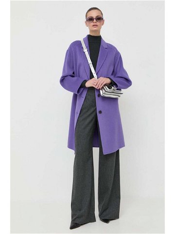 Vlněný kabát Beatrice B fialová barva přechodný oversize