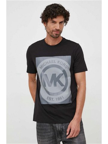 Bavlněné tričko Michael Kors černá barva s potiskem