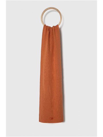 Šátek z vlněné směsi Calvin Klein oranžová barva hladký