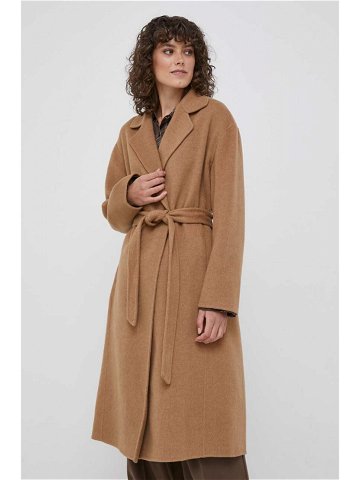 Vlněný kabát Polo Ralph Lauren béžová barva přechodný oversize
