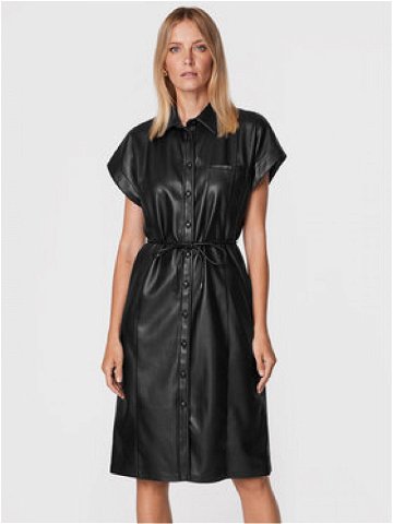 Sisley Šaty z imitace kůže 4MTMLV01Q Černá Regular Fit