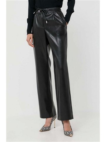Kalhoty BOSS dámské černá barva jednoduché high waist