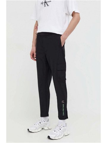 Kalhoty Calvin Klein Jeans pánské černá barva přiléhavé