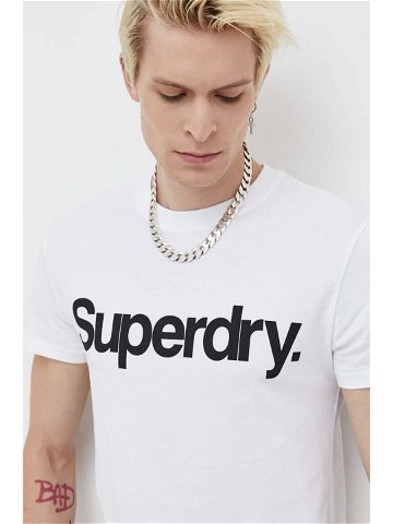 Bavlněné tričko Superdry bílá barva s potiskem