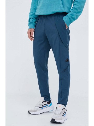 Kalhoty adidas pánské tyrkysová barva přiléhavé