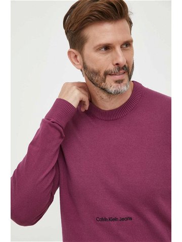Bavlněný svetr Calvin Klein Jeans fialová barva lehký