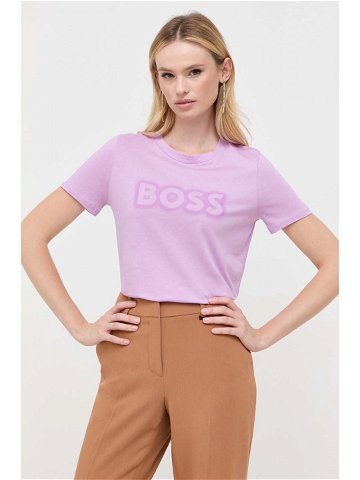Bavlněné tričko Boss Orange růžová barva 50501139