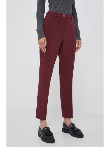 Kalhoty Dkny dámské vínová barva jednoduché high waist