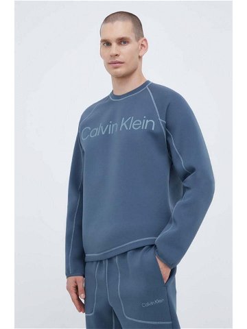 Tréninková mikina Calvin Klein Performance šedá barva s potiskem