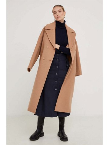 Vlněný kabát Answear Lab hnědá barva přechodný oversize