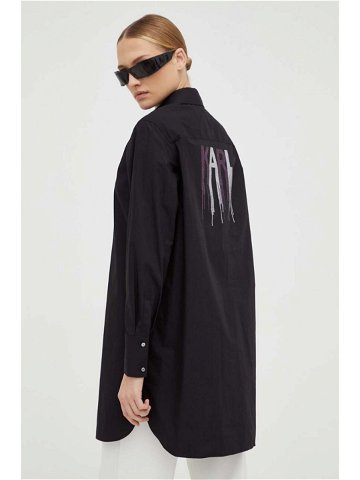 Košile Karl Lagerfeld černá barva regular s klasickým límcem