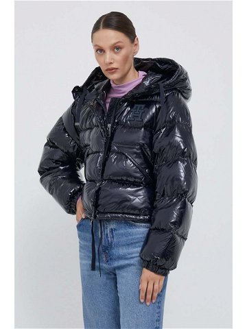 Péřová bunda Tommy Hilfiger dámská tmavomodrá barva zimní oversize
