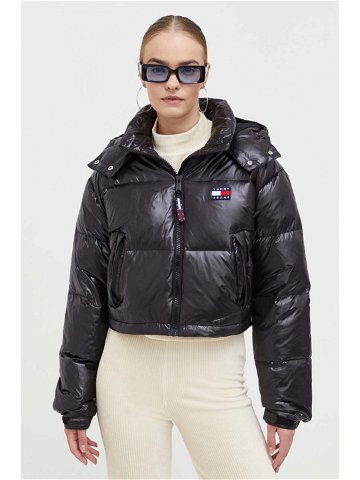 Péřová bunda Tommy Jeans dámská černá barva zimní DW0DW16572