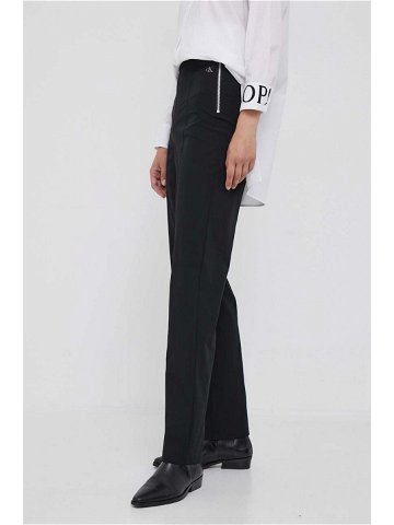 Kalhoty Calvin Klein Jeans dámské černá barva jednoduché high waist