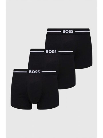 Boxerky BOSS 3-pack pánské černá barva