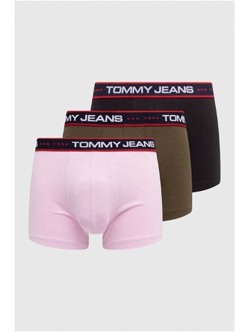 Boxerky Tommy Jeans 3-pack pánské černá barva