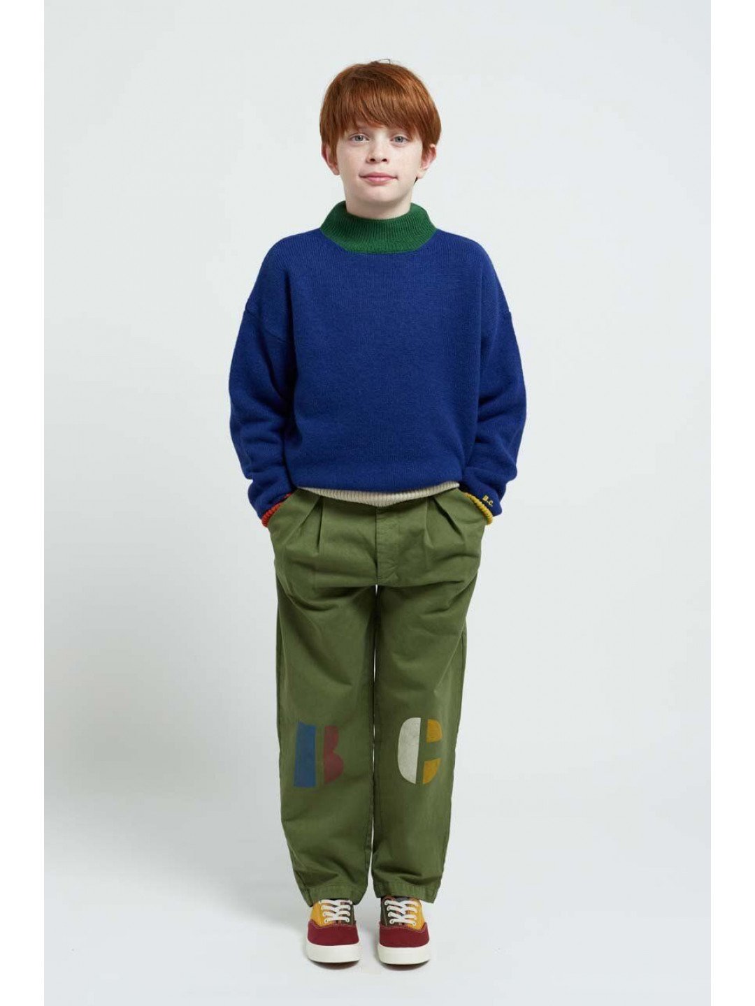 Dětské bavlněné kalhoty Bobo Choses zelená barva s potiskem
