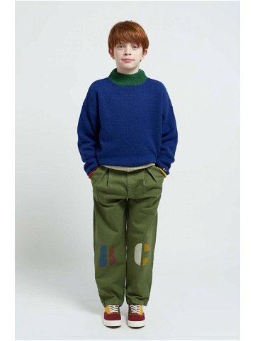 Dětské bavlněné kalhoty Bobo Choses zelená barva s potiskem